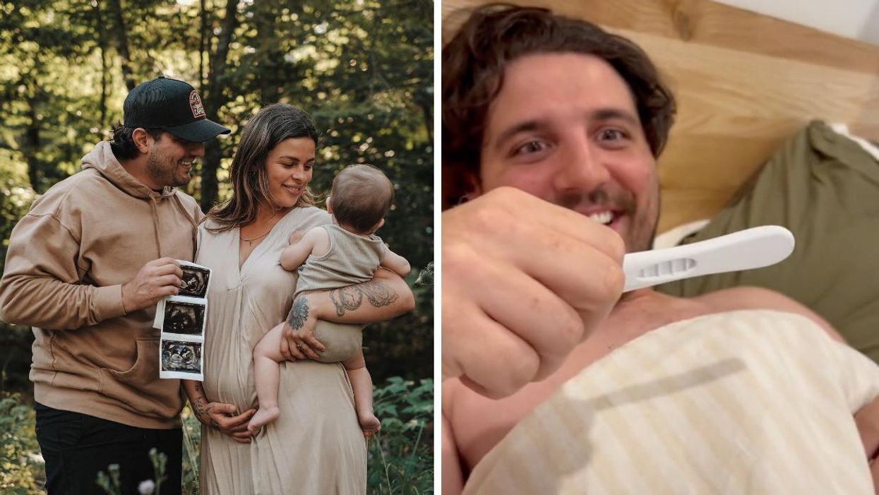 Alanis Desilets annonce être enceinte. Droite : Joël Giguère apprend la grossesse d'Alanis Desilets.