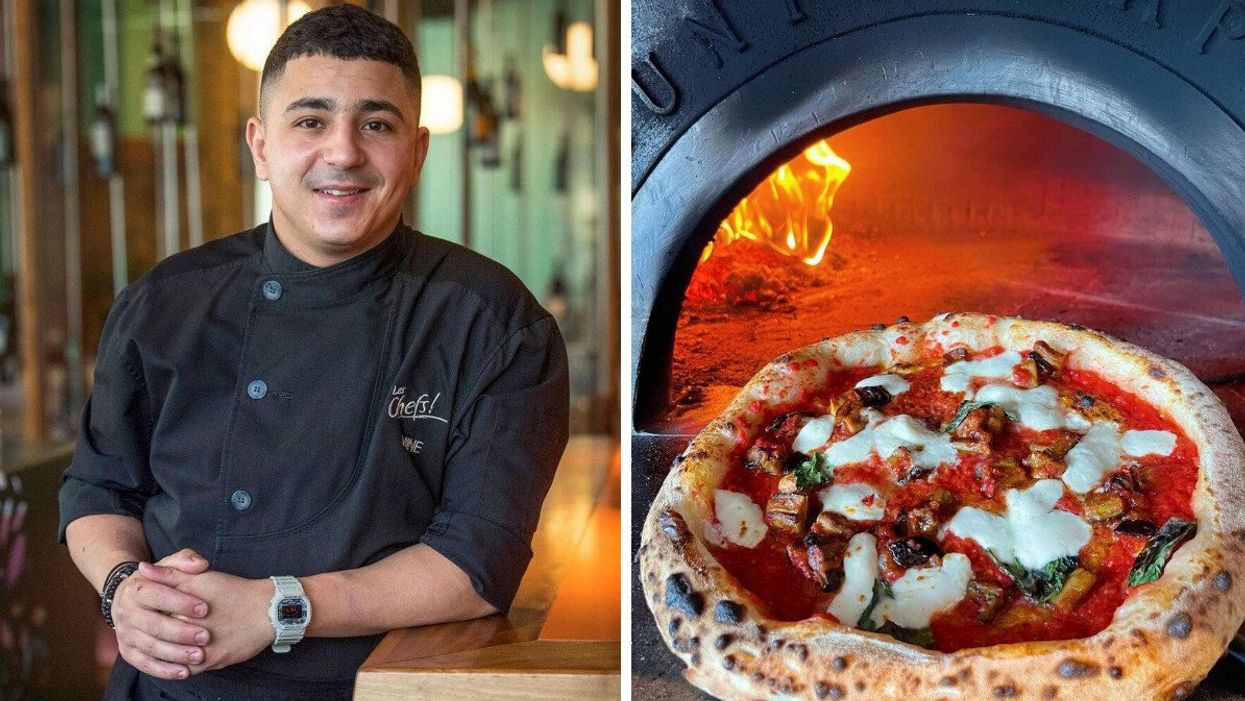 Amine Laabi de Les Chefs! 2022. Droite : Bottega Pizzéria à Laval.