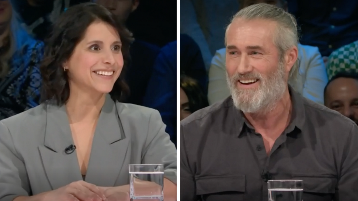 Anaïs Favron. Droite : Roy Dupuis.