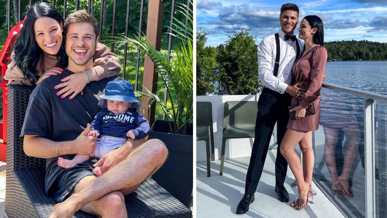 Andréanne Moran, Carl Lacourse et leur bébé. Droite : Andréanne et Carl d'OD Chez Nous.