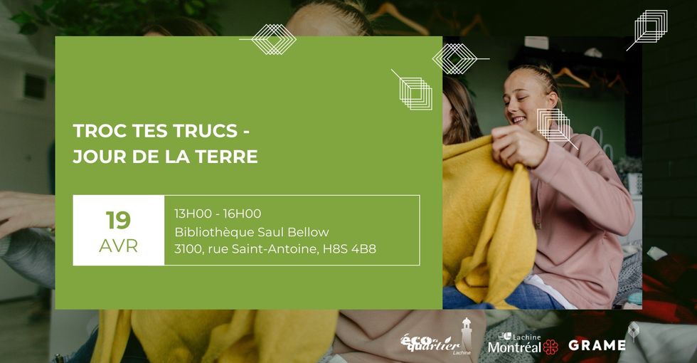 Annonce de la journ\u00e9e Troc tes trucs \u00e0 la Biblioth\u00e8que Saul-Bellow.