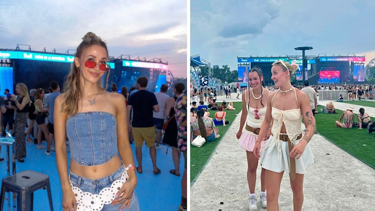 Ariane Brewer à Osheaga. Droite : Des festivalières à Osheaga.
