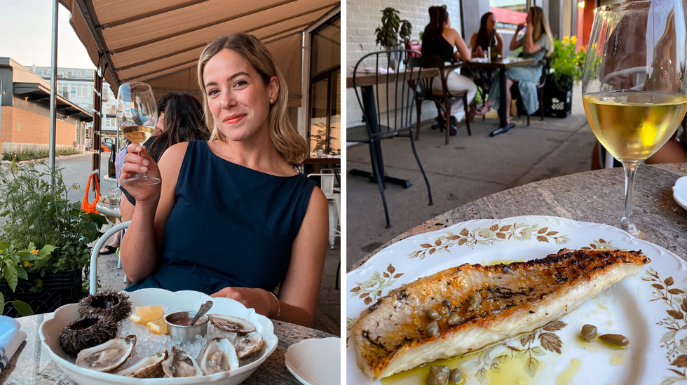 Assiette d'hu\u00eetres et d'oursins.