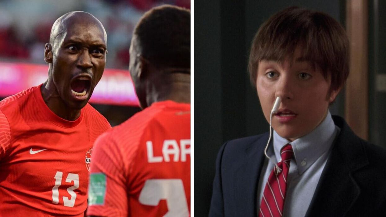 Atiba Hutchinson. Droite : Amanda Bynes dans le film She's the Man.