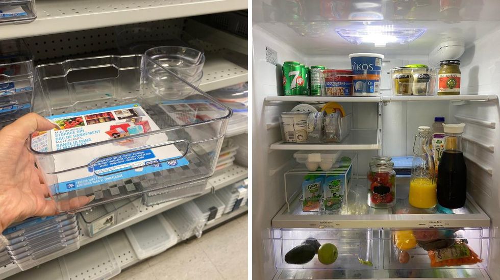 Bacs de rangement transparents.