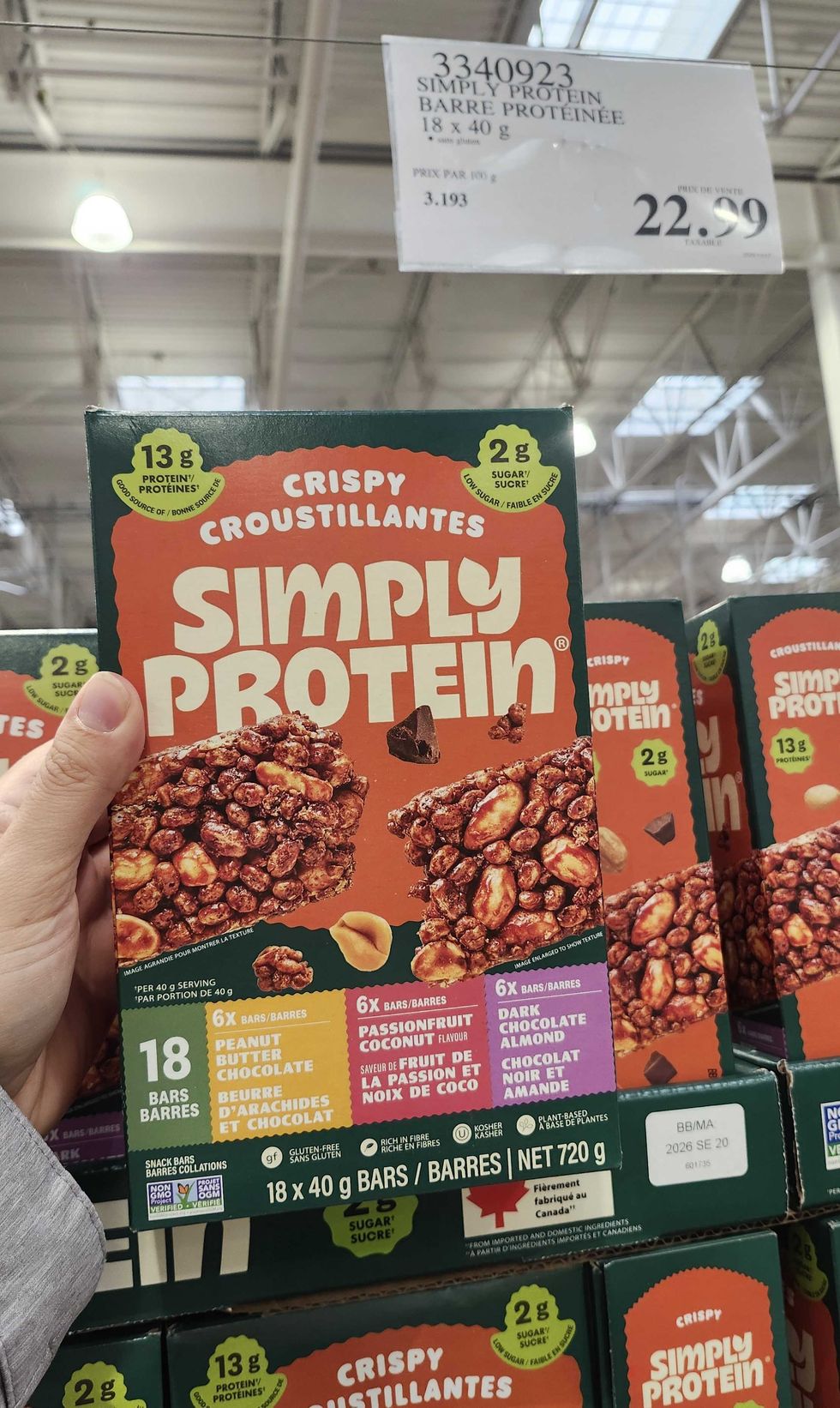 Barres croustillantes de la marque Simply Protein.