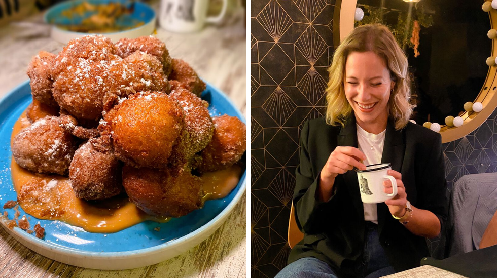 Beignets de plantain. Droite : Fran\u00e7oise.