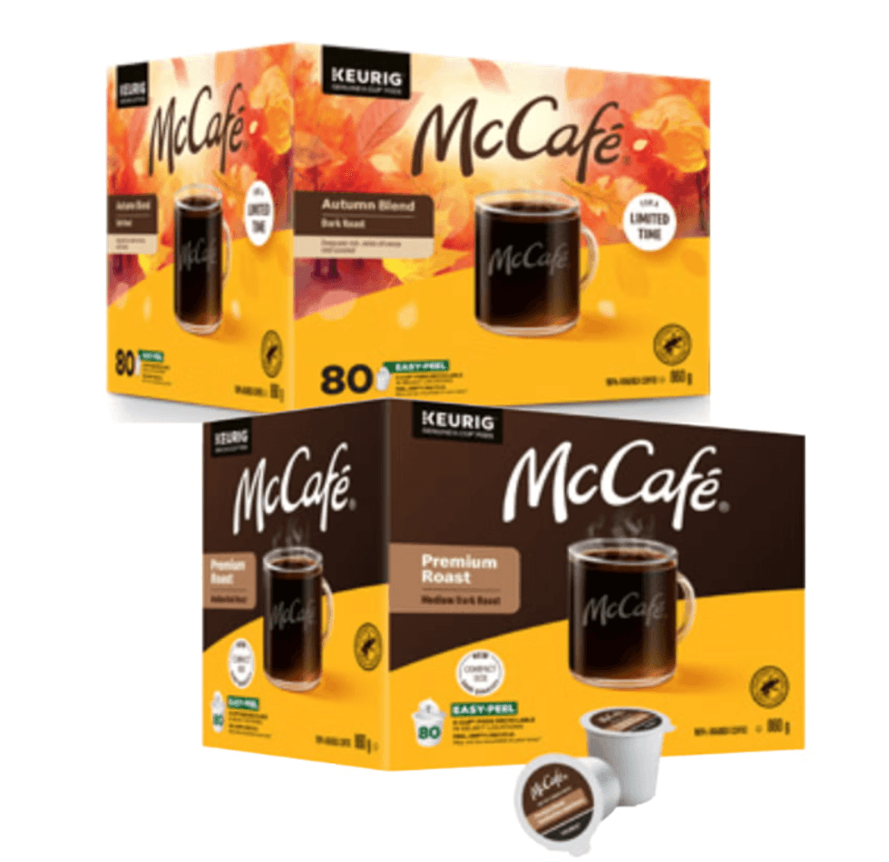 Bo\u00eetes de 80 capsules K-Cup McCaf\u00e9 de torr\u00e9faction sup\u00e9rieure et aux \u00e9pices d\u2019automne vendues au Costco.