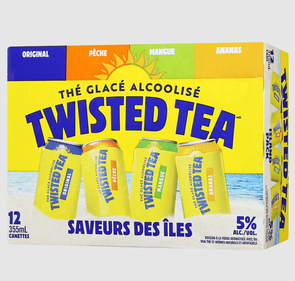 Boite de Twisted Tea Saveurs des \u00celes.