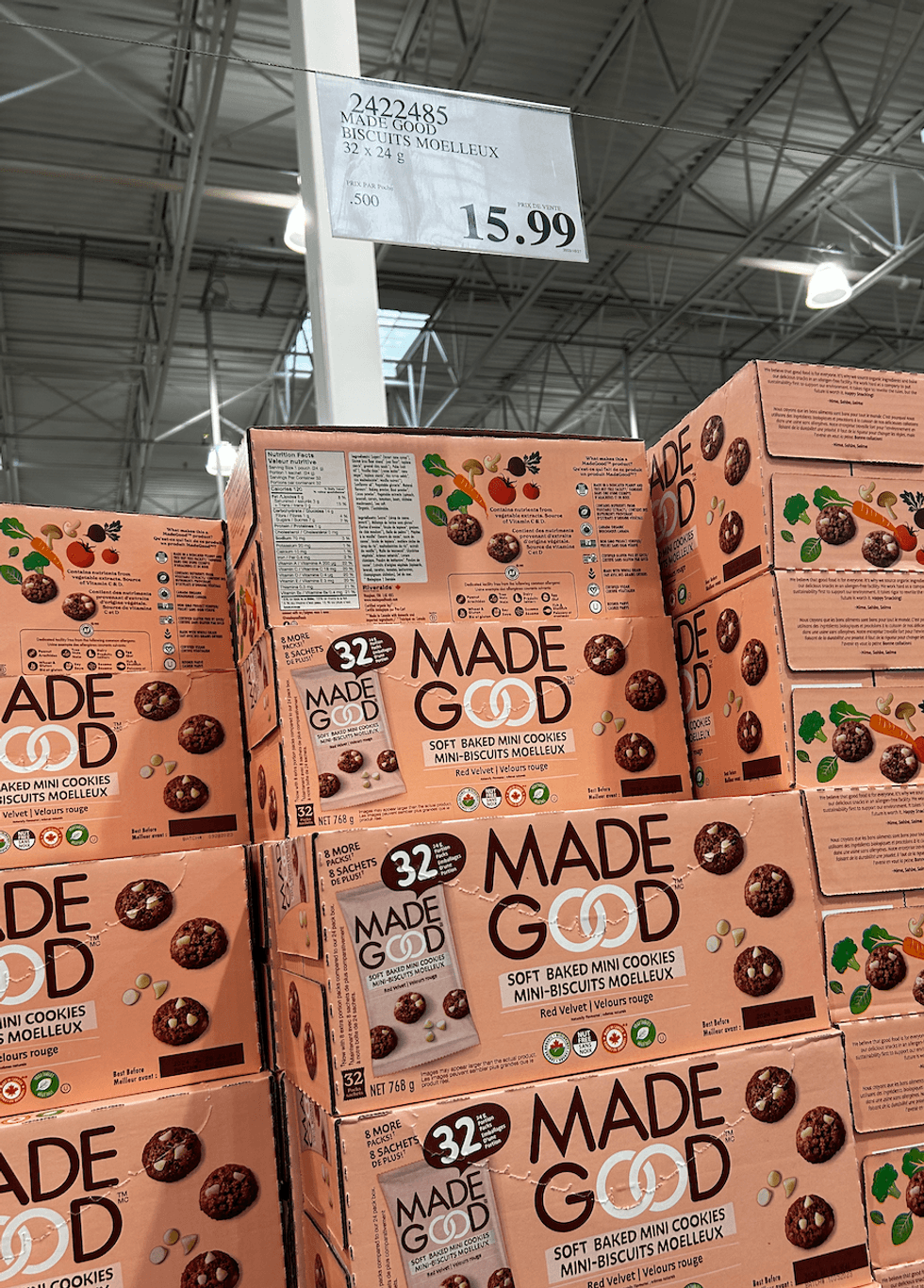 Boites de sachets individuels des biscuits moelleux de Made Good.