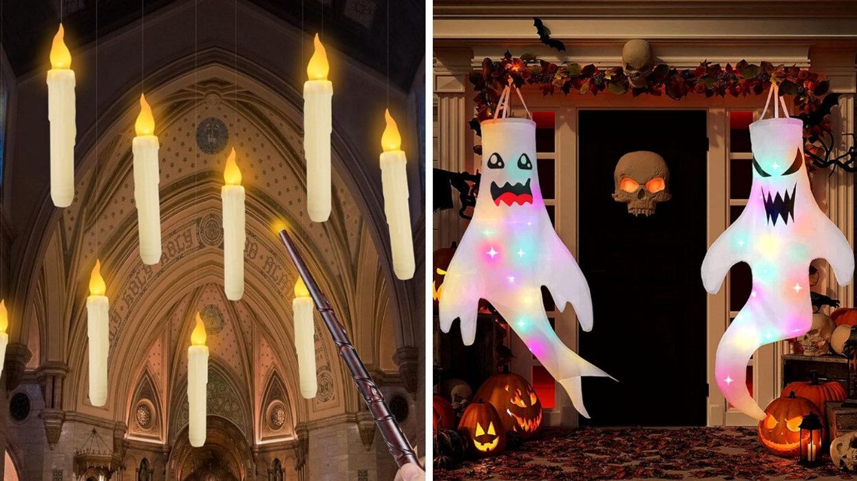 Bougies flottantes sur Amazon. Droite : Fantômes d'Halloween sur Amazon.