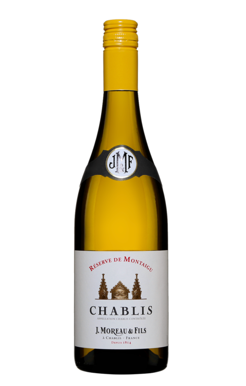 Bouteille de Chablis R\u00e9serve de Montaigu.