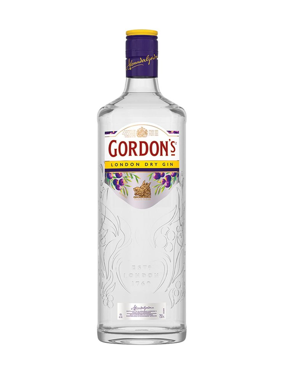 Bouteille de gin Gordon's.