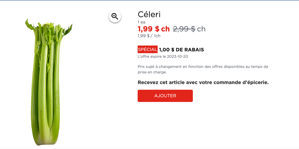 C\u00e9leri sur le site Web du Maxi.