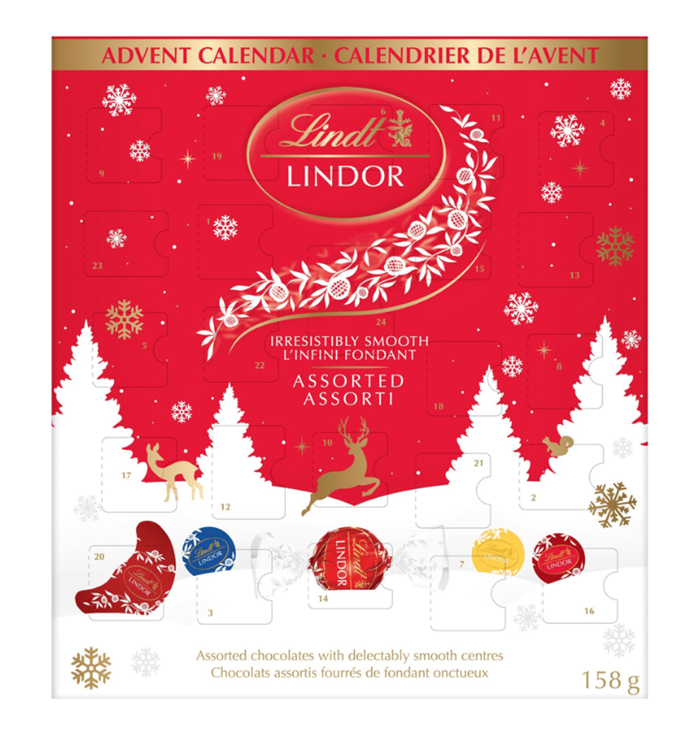 Calendrier de l'avent de chocolats assortis Lindor par lindt