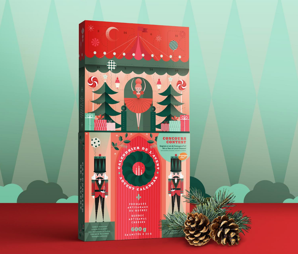 Calendrier de l'avent de fromages artisanaux du Qu\u00e9bec.