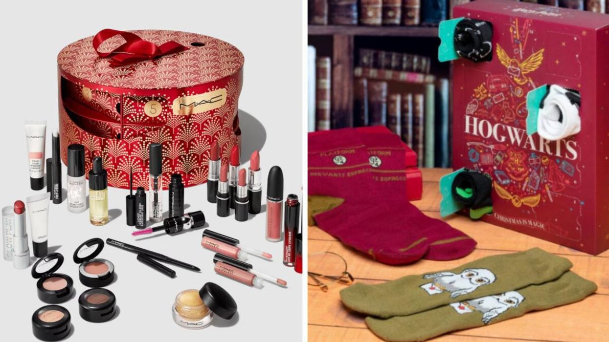 Calendrier de l'avent MAC. Droite : Calendrier de l'avent de Harry Potter.