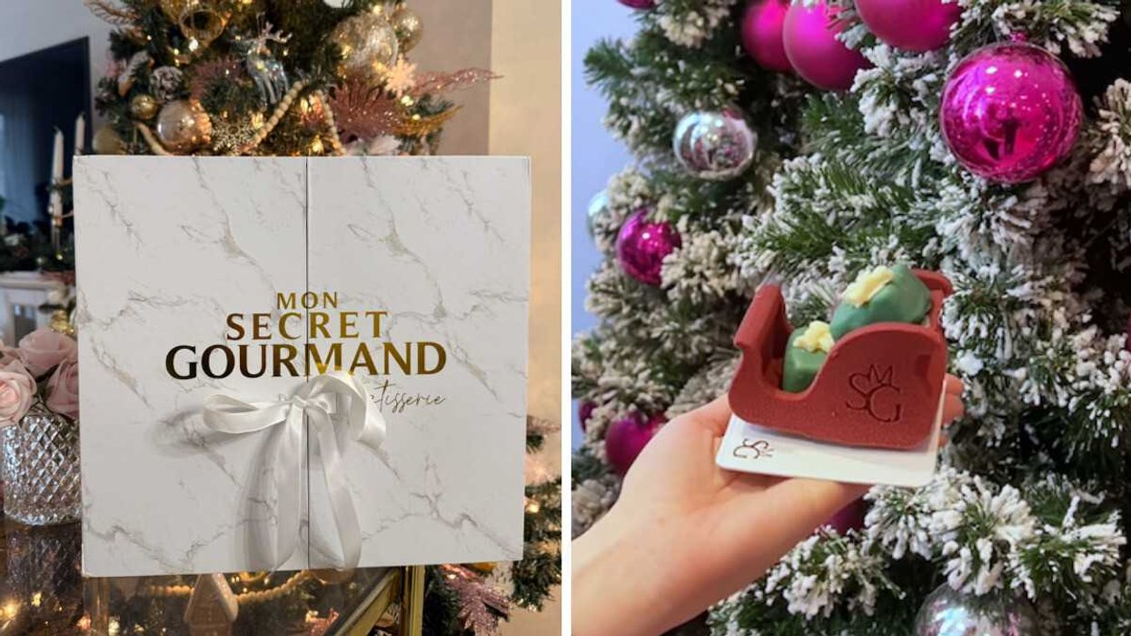 Calendrier de l'avent Mon Secret Gourmand. Droite : Le train de Noël, un trompe-l'oeil Mon Secret Gourmand.