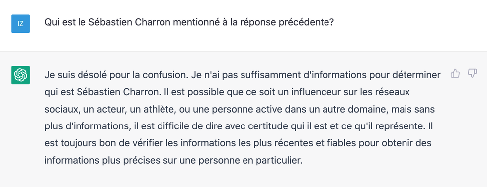 Capture d'\u00e9cran de ChatGPT.
