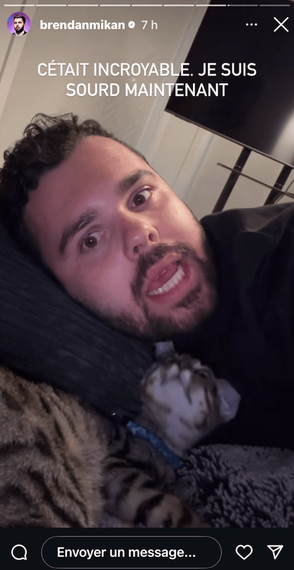 Capture d'\u00e9cran de la story Instagram de Brendan Mikan.