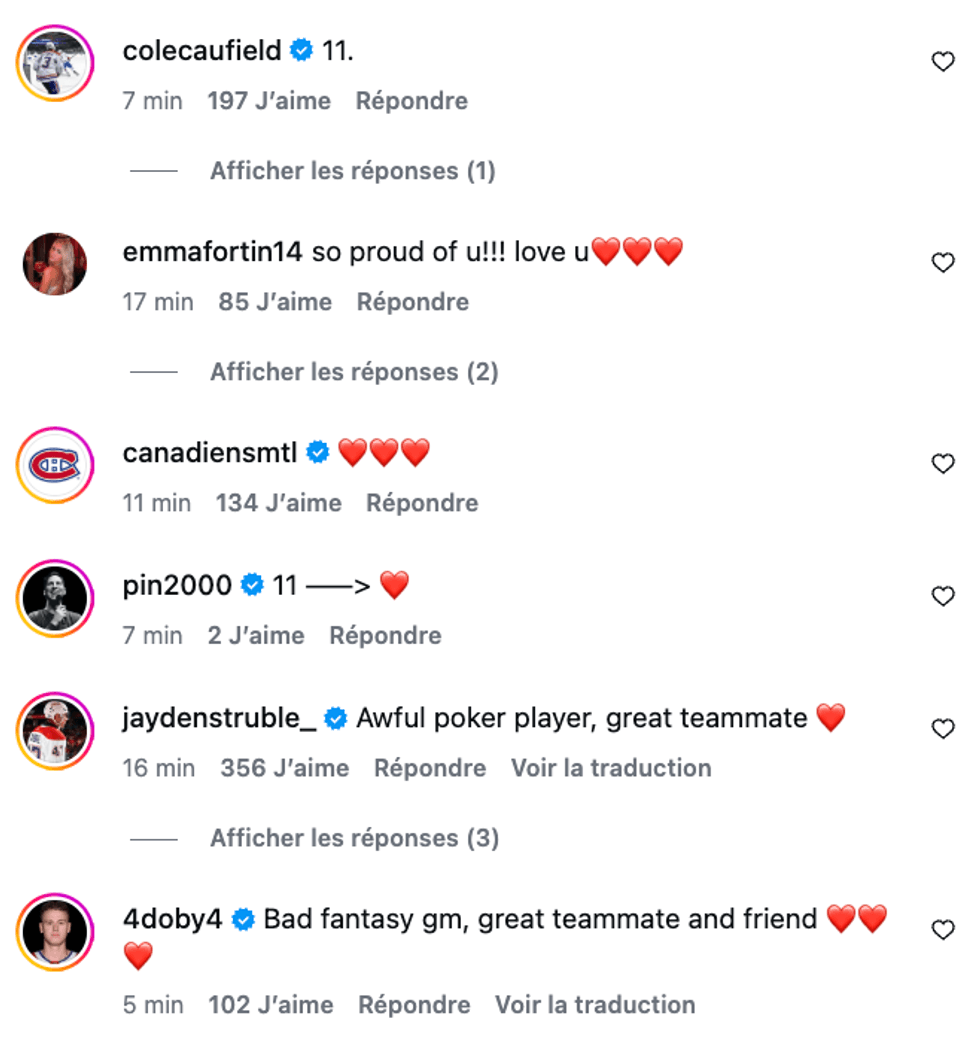 Capture d'\u00e9cran des commentaires sur Instagram.