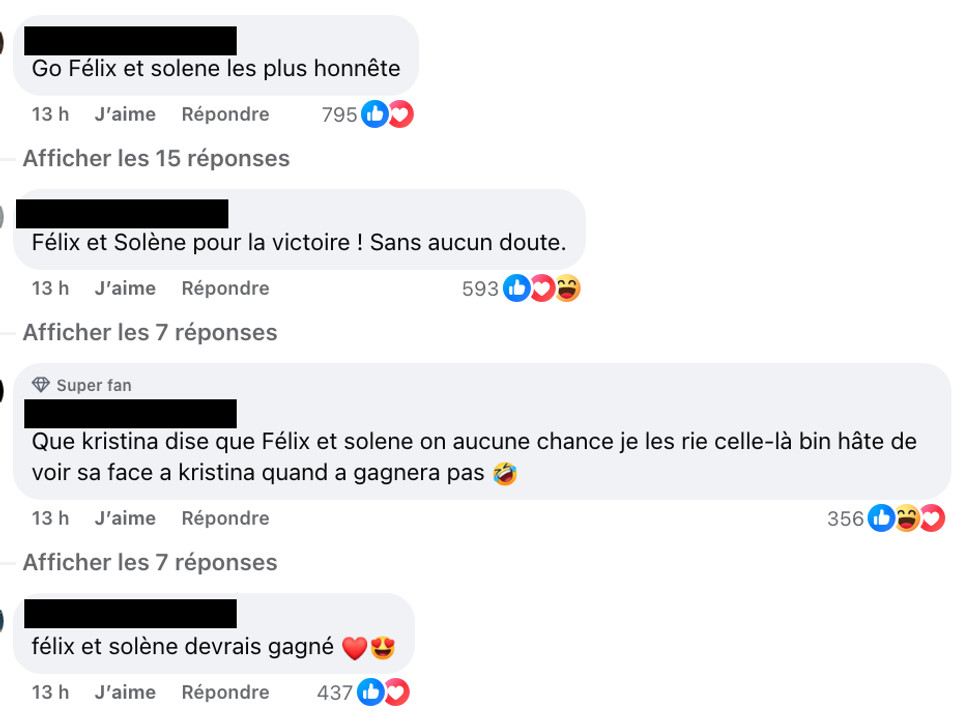 Capture d'\u00e9cran des commentaires sur la page Facebook d'Occupation Double.