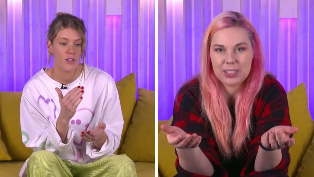 Catherine « Peach » Paquin dans le confessionnal. Droite : Stéphanie Harvey dans le confessionnal.