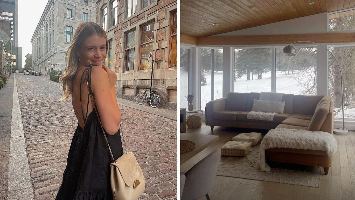 Catherine « Peach » Paquin. Droite : Salon du chalet gagné à Occupation Double.