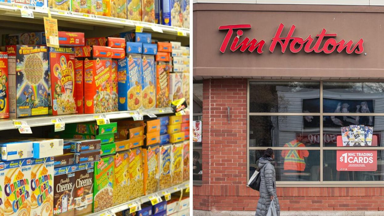 Céréales. Droite : Tim Hortons.