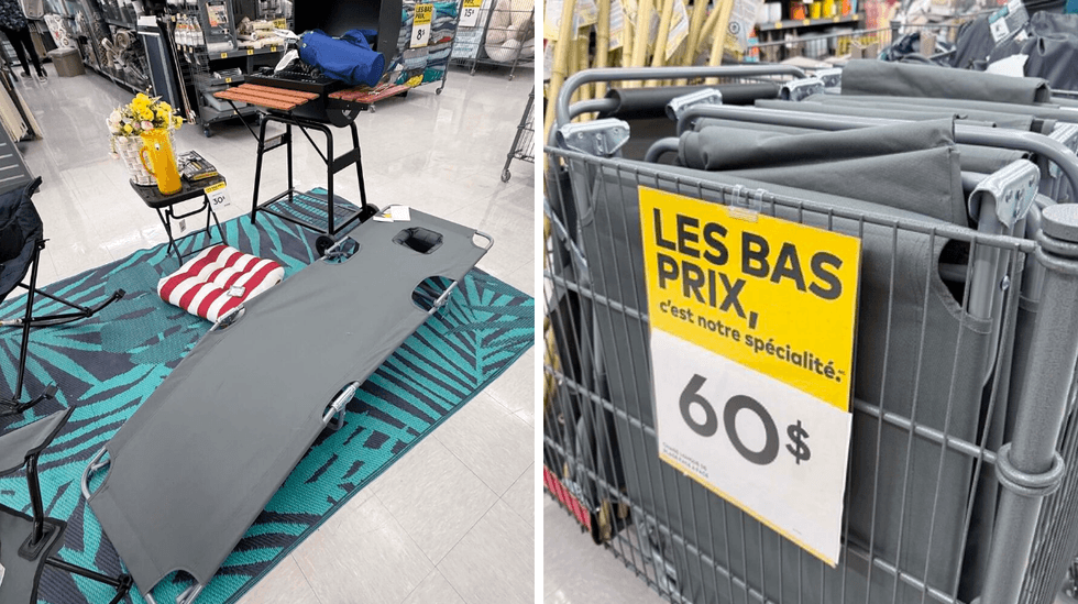 Chaise longue de plage en vente au Tigre G\u00e9ant pour 60 $.