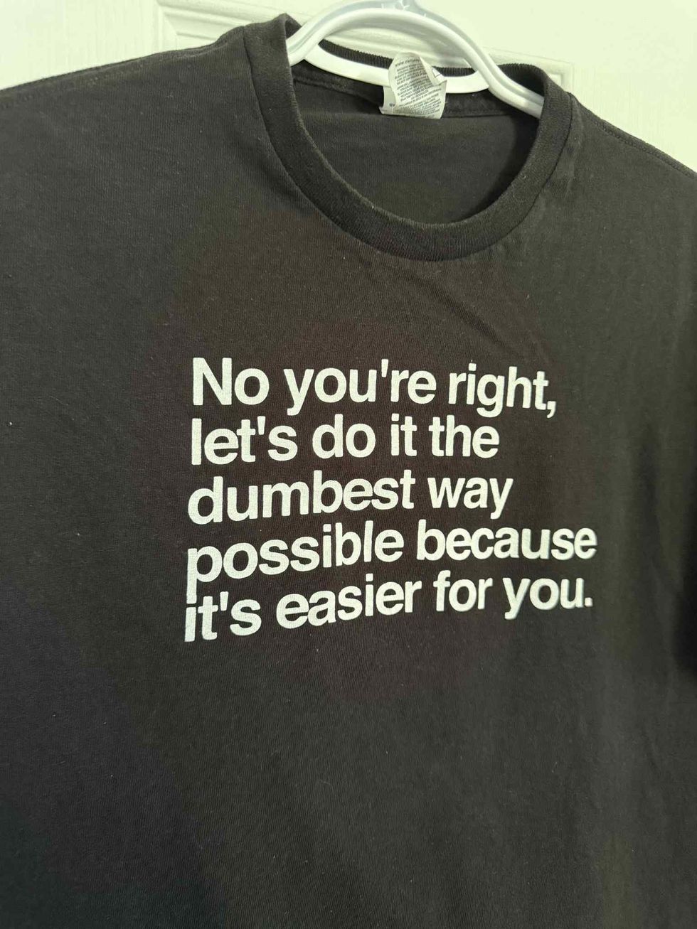 Chandail humoristique en anglais.