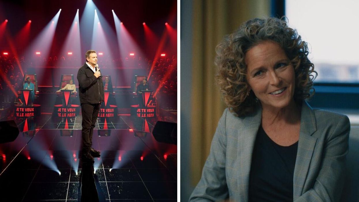 Charles Lafortune à La Voix. Droite : Louise Sigouin de Si on s'aimait.