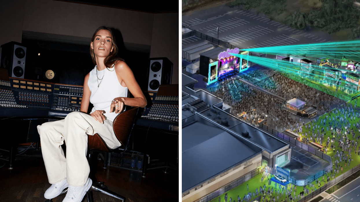 Charlotte Cardin. Droite : La scène Ciel Ouvert du Mélo Festival à Repentigny.