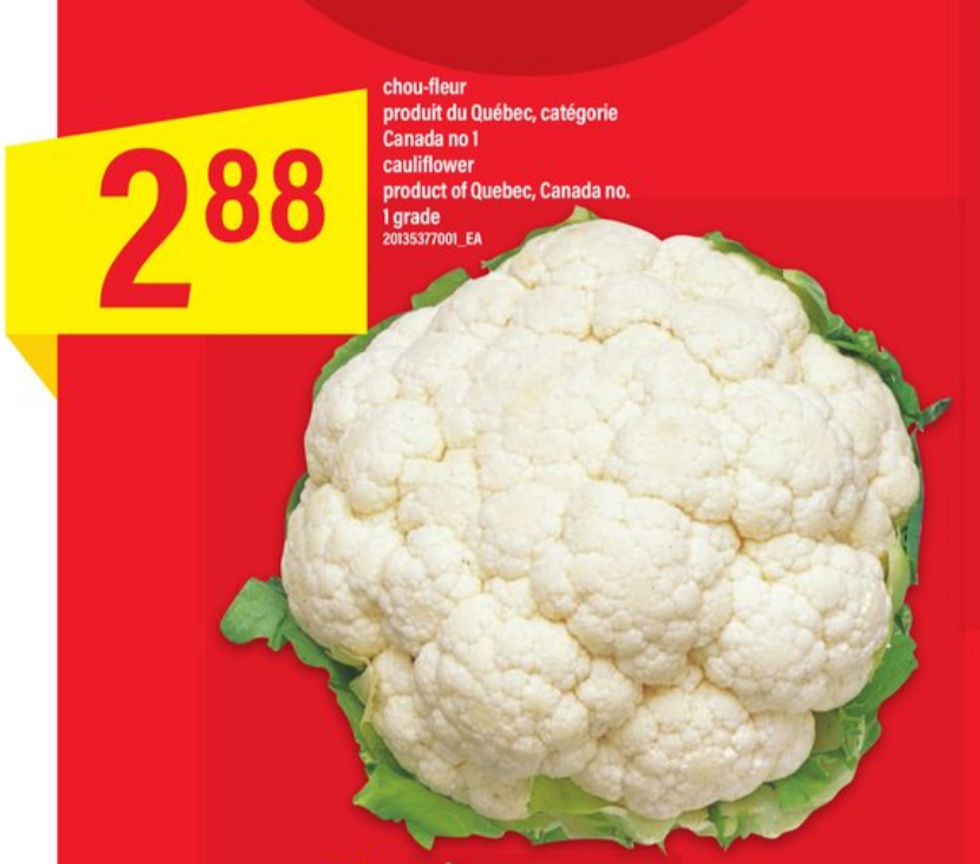 Chou-fleur dans la circulaire du Maxi.