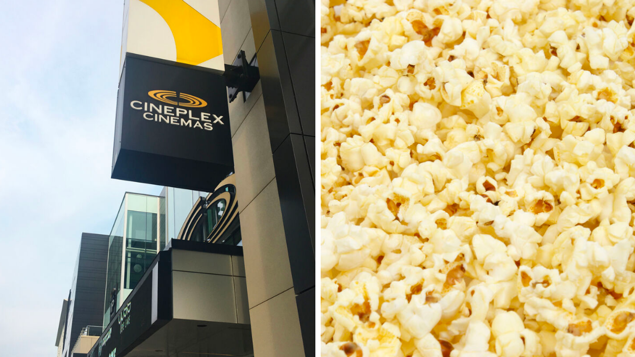 Cinéma Cineplex. Droite : pop-corn.