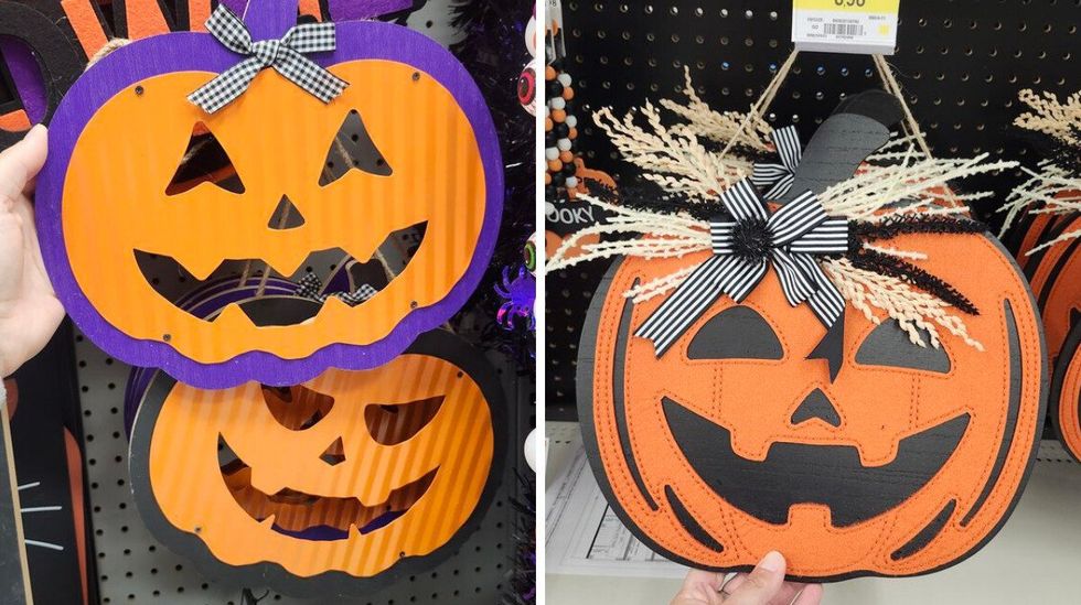 Citrouille en bois \u00e0 suspendre.