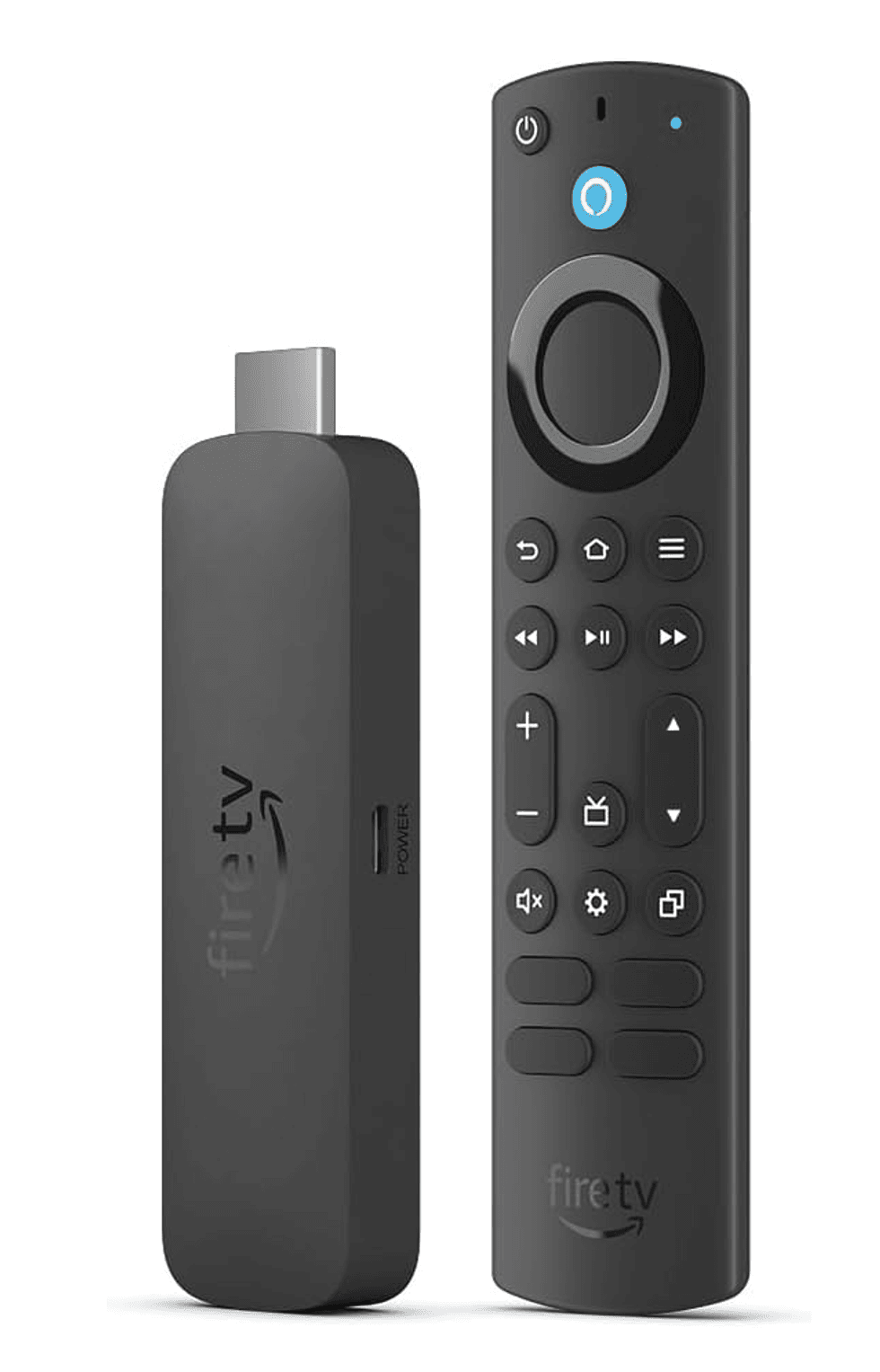 Clef et t\u00e9l\u00e9commande noire Amazon Fire TV Stick 4K Max.