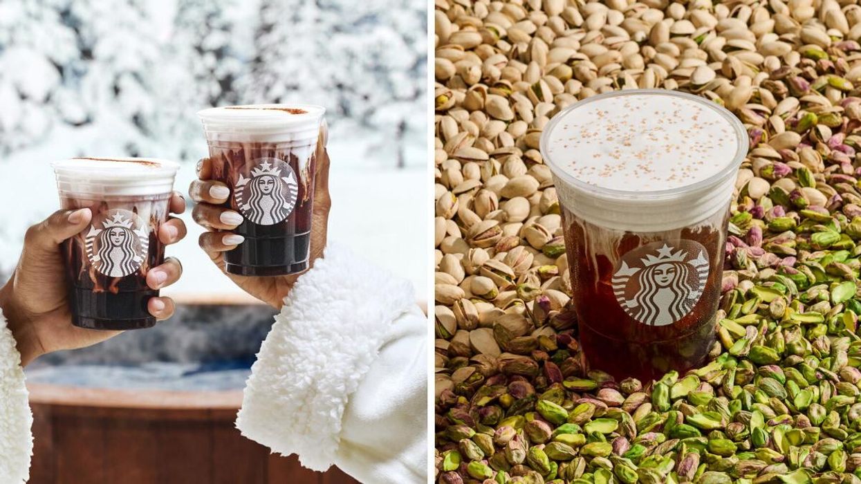 Cold Brew au Starbucks. Droite : La nouvelle boisson aux pistaches.
