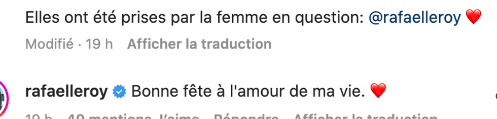 Commentaire de Rafa\u00eblle Roy sur Instagram.