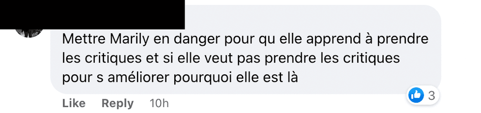 Commentaire Facebook.