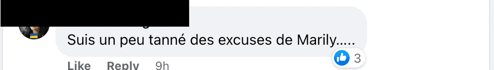 Commentaire Facebook.