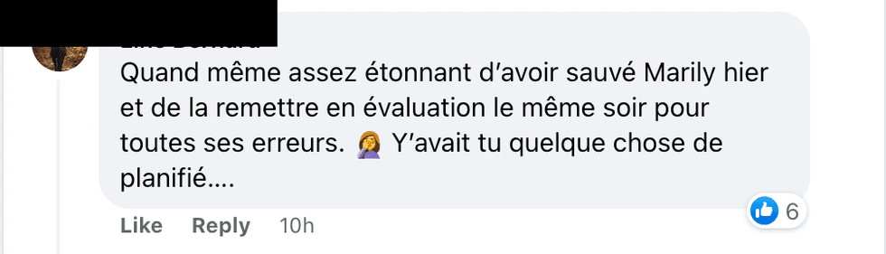 Commentaire Facebook.