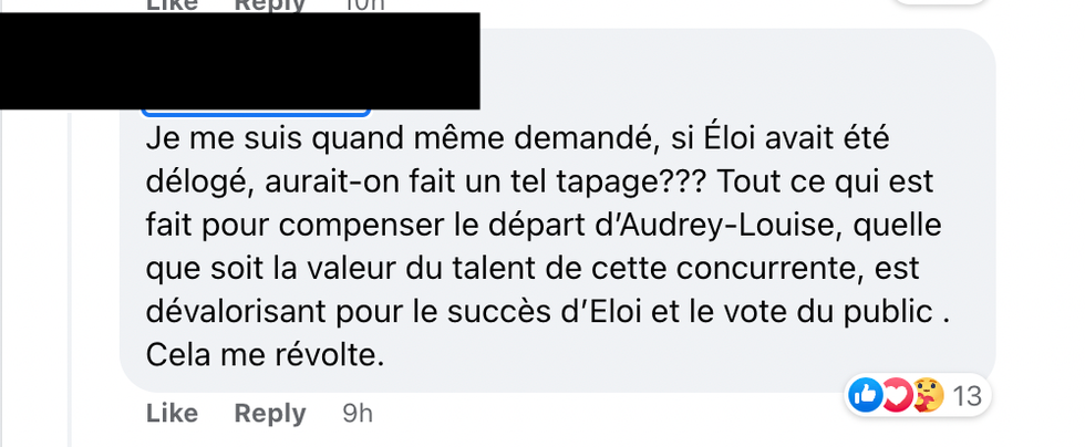 Commentaire Facebook.