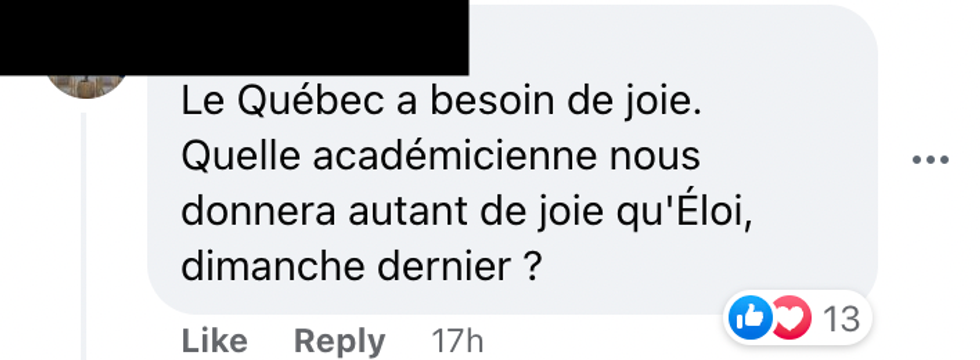 Commentaire Facebook.