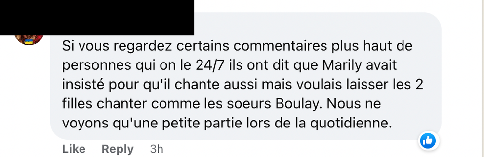Commentaire Facebook.
