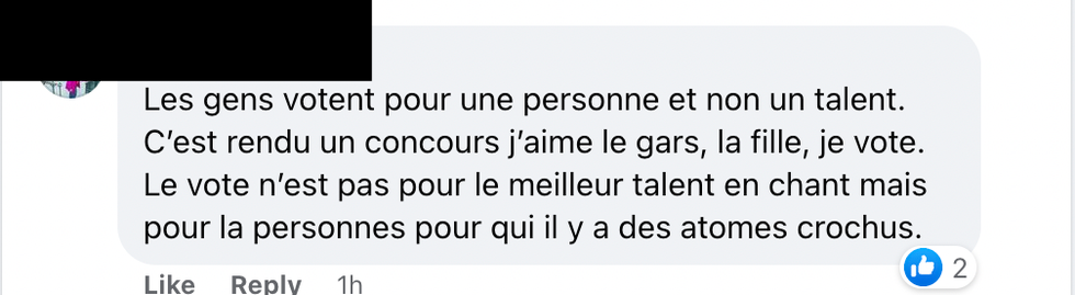 Commentaire Facebook.
