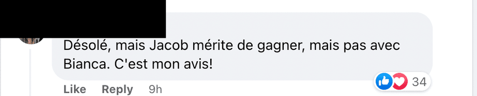 Commentaire Facebook.