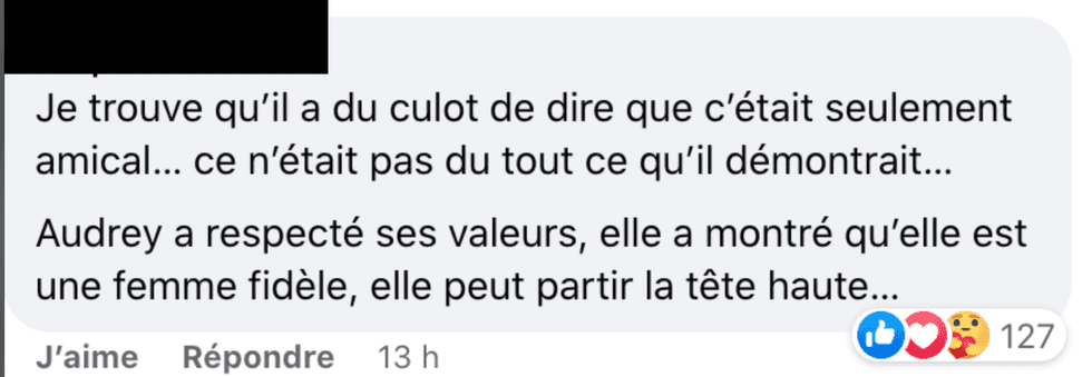 Commentaire Facebook.
