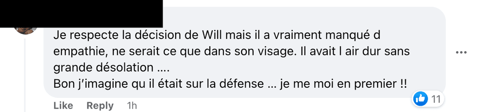 Commentaire Facebook.