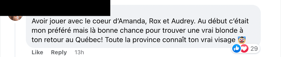 Commentaire Facebook.